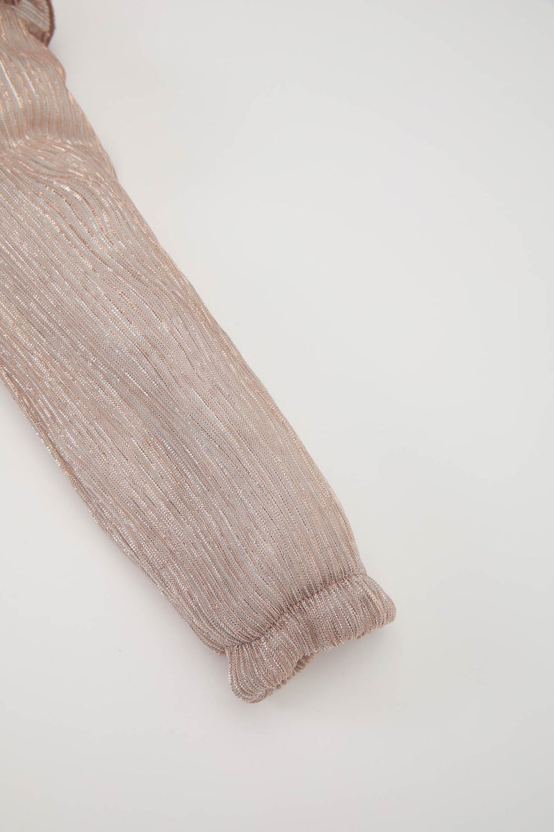 ديفاكتو فستان بيبي بناتي شيفون قصة عادية كم طويل بياقة مستديرة - Image 3